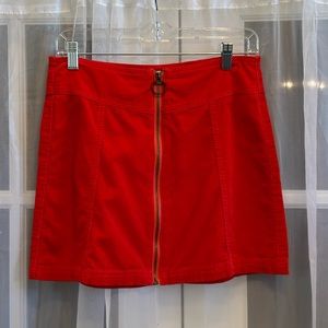 Forever 21 Y2K red corduroy front zip mini skirt